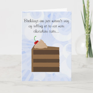 Cartão de aniversário do bolo de chocolate