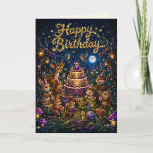 Cartão de Aniversário do Bosque Mágico de Moonberr