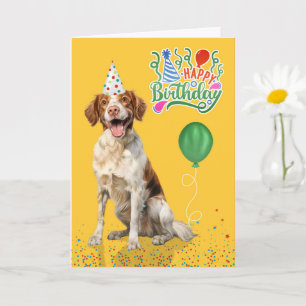 Cartão de Aniversário do Brittany Spaniel com Chap