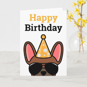 Cartão de Aniversário do Bulldog Francês Fawn Verm