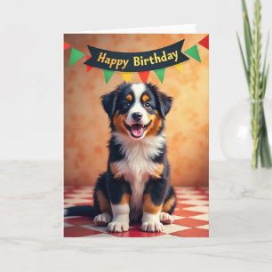 Cartão de Aniversário do Cachorrinho Tri Color