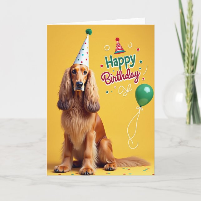 Cartão de Aniversário do Cachorro de Bolinhas (Frente)