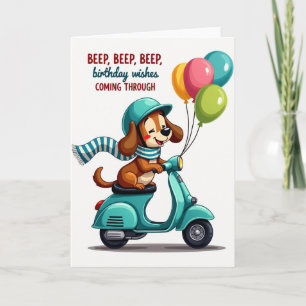 Cartão de Aniversário do Cachorro de Scooter