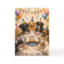 Cartão de Aniversário do Cachorro Feliz | Cães de