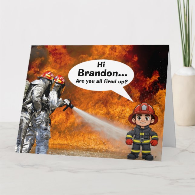 Cartão de Aniversário do Caminhão de Fogo (Frente)