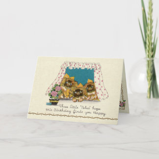 Cartão de aniversário do cão de Pekingese