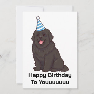 Cartão de aniversário do cão de Terra Nova Feliz a