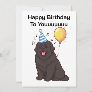 Cartão de aniversário do cão de Terra Nova Feliz a