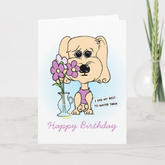 Cartão de Aniversário do Cão Floral Novelty