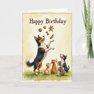 Cartão de Aniversário do Cão Malabarista