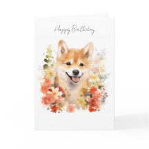 Cartão de Aniversário do Cão Shiba Inu #1