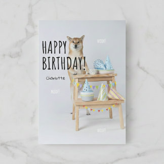 Cartão de Aniversário do Cão Shiba Inu em Pé