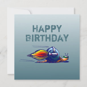Cartão de Aniversário do Caracol Foguete Plano