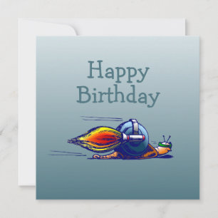 Cartão de Aniversário do Caracol Foguete Plano