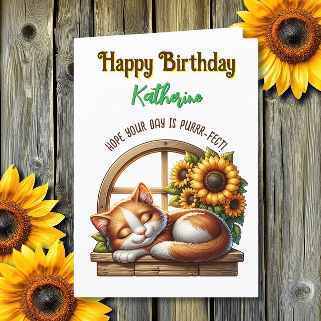 Cartão de Aniversário do Cat Themed | Dentro de Pe (Criador carregado)