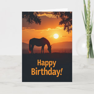 Cartão de Aniversário do Cavalo ao Pôr do Sol Pací