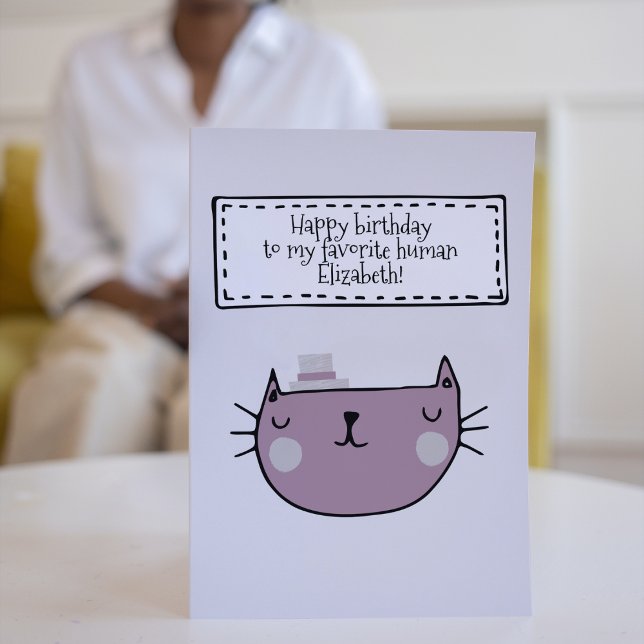 Cartão de Aniversário do Charming Cat Lover (Happy birthday to my favorite human from cat is a birthday card for all cat lovers.)