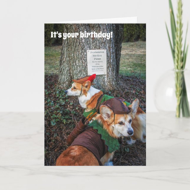 Cartão de aniversário do Corgi de Robin Hood (Frente)