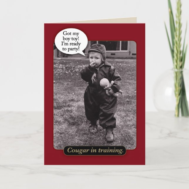 Cartão de Aniversário do Cougar, 1950, Funny Vinta (Frente)