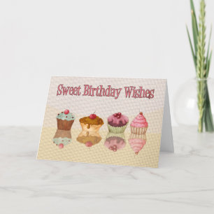 Cartão de Aniversário do cupcake - Desejos de An