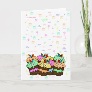 Cartão de Aniversário do cupcake - Doce Anivers