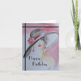 Cartão de aniversário do design do art deco