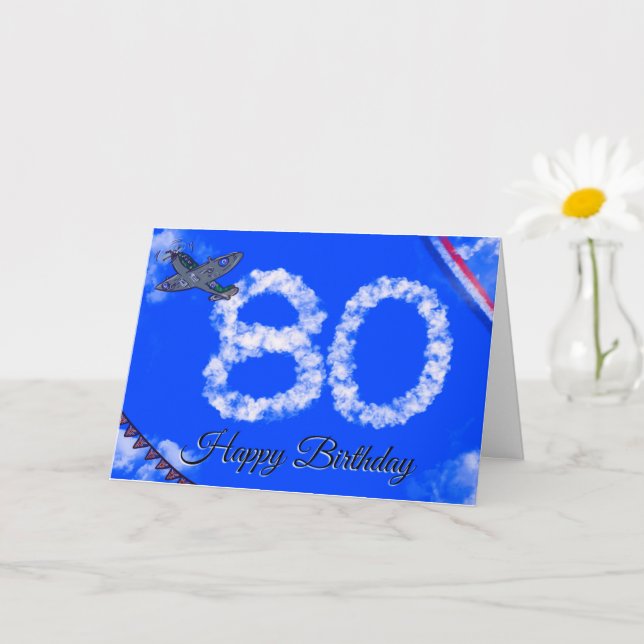 Cartão de Aniversário do Dia VE 80 RAF Spitfire (Planta pequena)