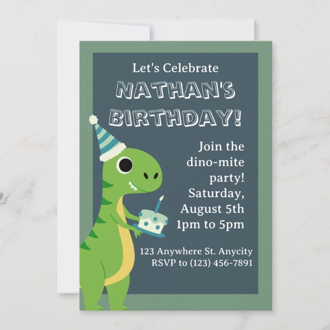 Cartão de Aniversário do Dinossaur (Frente)