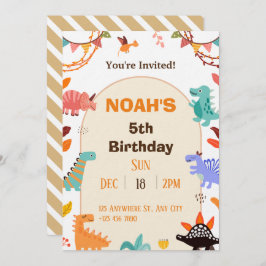 Cartão de Aniversário do Dinossauro Cinto de Beige