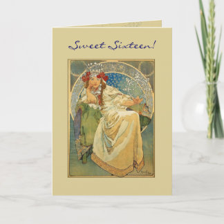 Cartão de aniversário do doce 16 de Nouveau da