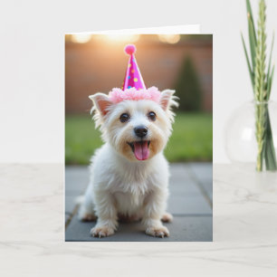 Cartão de Aniversário do Doce Cachorro Branco