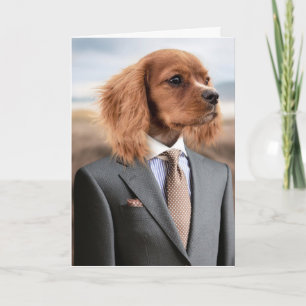CARTÃO DE ANIVERSÁRIO DO DOG BUSINESS SUIT ENGRAÇA