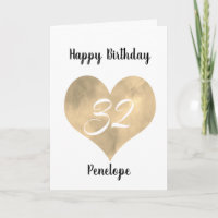 Cartão de Aniversário do Dourado Watercolor Heart