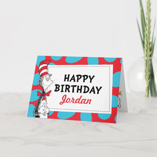 Cartão de aniversário do Dr. Seuss | Feliz Anivers (Frente)