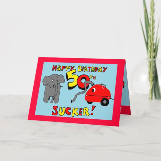 cartão de aniversário do elefante engraçado 50th (Frente)