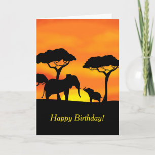 Cartão de Aniversário do Elefante Feliz