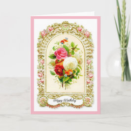 Cartão de Aniversário do Estilo de Vintagem Rosa R