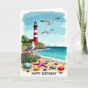 Cartão de Aniversário do Farol Costeiro