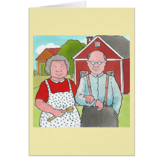 Cartão de aniversário do fazendeiro e da esposa