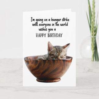 Cartão de Aniversário do Feliz Gato Dentro A Bowl