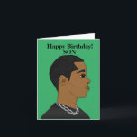 Cartão de Aniversário do Filho Africano-Americano<br><div class="desc">Este Cartão apresenta um jovem afro-americano vestindo uma camisa preta. Envie um cartão para o seu amado que seja relacionável e expresse sua mensagem da forma que você pretendia.</div>