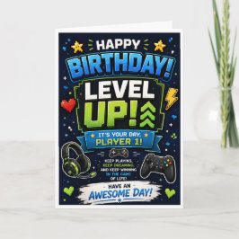 Cartão de Aniversário do Filho Subiu de Nível