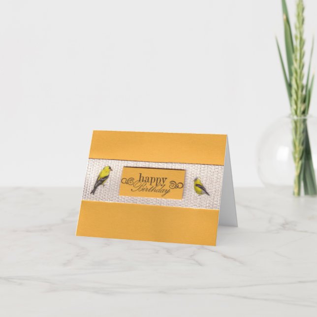 Cartão de Aniversário do Finch Dourado (Frente)