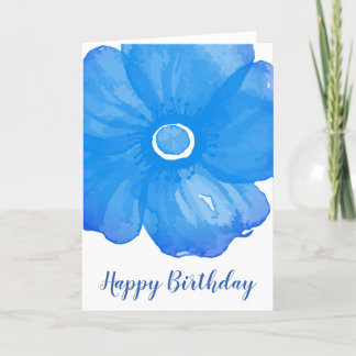 Cartão de Aniversário do Flor Azul na moda
