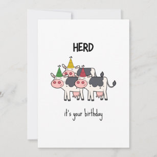 Cartão de Aniversário do Funny Cow Herd Pun