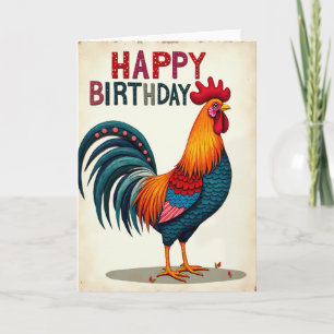 Cartão de Aniversário do Galo Alegre