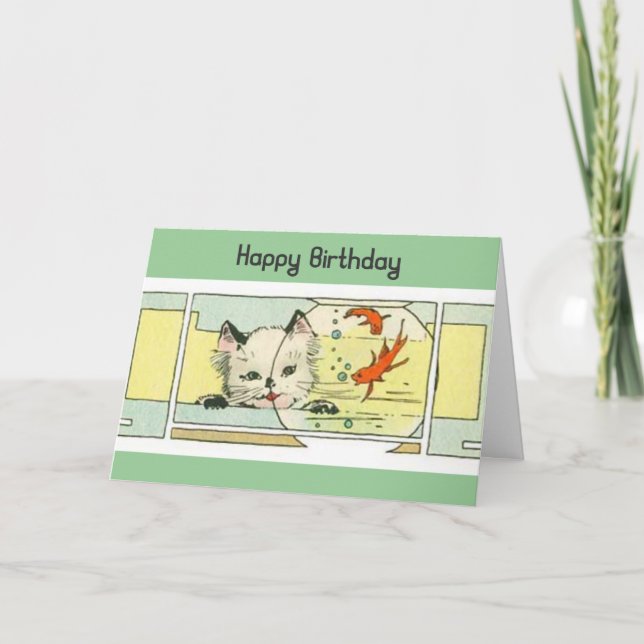 Cartão de aniversário do gatinho (Frente)