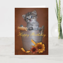 Cartão de aniversário do gatinho