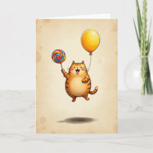 Cartão de Aniversário do Gatinho Laranja