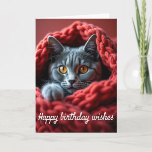 Cartão de Aniversário do Gato Aconchegante